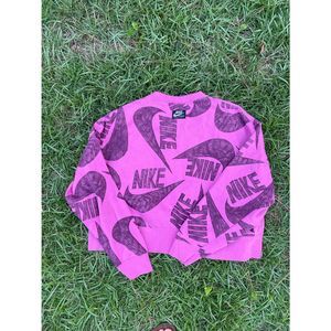 Mint Women's Size 1X Nike Icon Clash Fleece Crop Crew Pullover DB5994-665 Pink